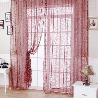 

Door Window Curtain Plant Floral Pattern Sheer Voile Tulle Drape Valances