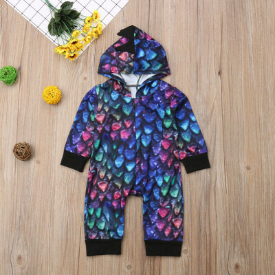 

Fashion Newborn Baby Boys Girls Dinosaur Hooded Romper Playsuit Outfits Clothes