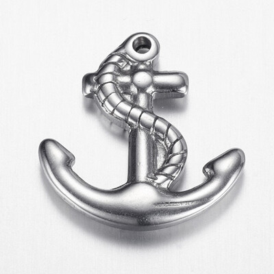 

304 Stainless Steel Pendants Anchor Stainless Steel Color 20x19x3mm Hole 15mm