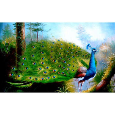 

5D DIY Full Drill Diamond Painting Standing Peafowl Cross Stitch Embroidery