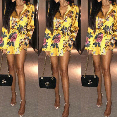 

Womens Floral Satin Long Tops Blouse Ladies Summer Beach Party T Shirt Dress