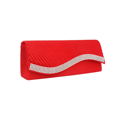 

Tailored Fashion Women Solid Ruched Embroidery Cocktail Party Bag Chain Phone Evening Bag