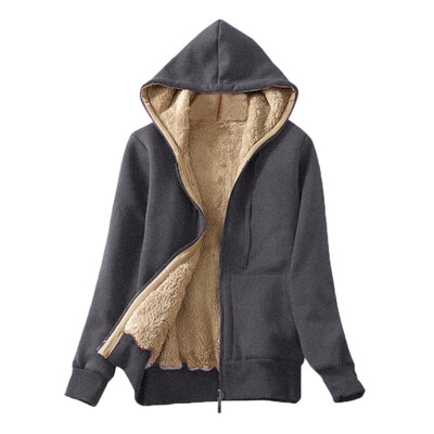 

Toponeto Womens Casual Winter Warm Sherpa Lined Zip Up Hooded Sweatshirt Jacket Coat