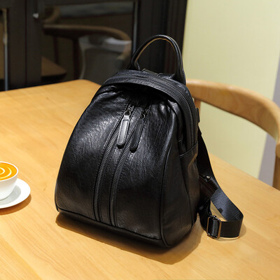 

2019 new Korean version of the sleek minimalist shell bag leather soft leather backpack female wild leather multi-function backpack