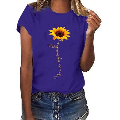 

Starmoon Women Plus Size Sunflower Print Short Sleeved T-shirt Blouse Tops