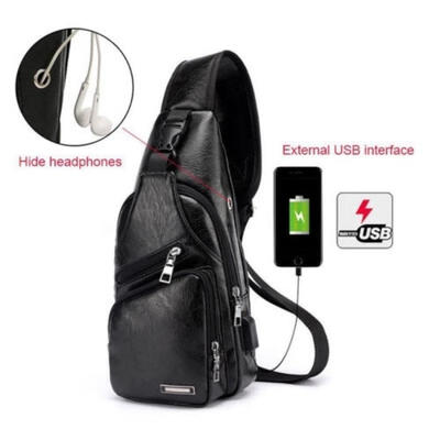 

Men Travel Hike Waterproof Leather CrossBody Messenger Shoulder Backpack Sling Chest Bag
