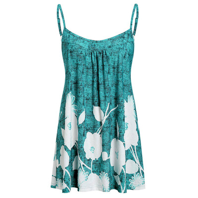 

Roseonmyhand Plus Size Fashion Women Floral Printed Camis Sleeveless Tops Blouse