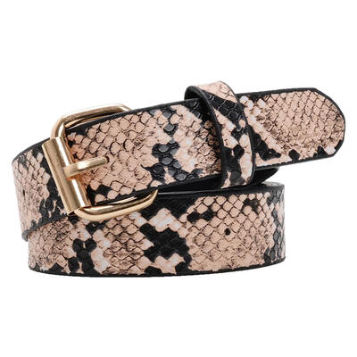 

Snake Print Leather Square Waistband Pants Dress Waist Belts for Women