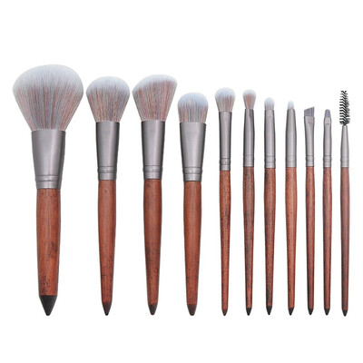 

〖Follure〗11 Pcs Sandalwood Eye Brush With Wooden Handle Makeup Brush Set