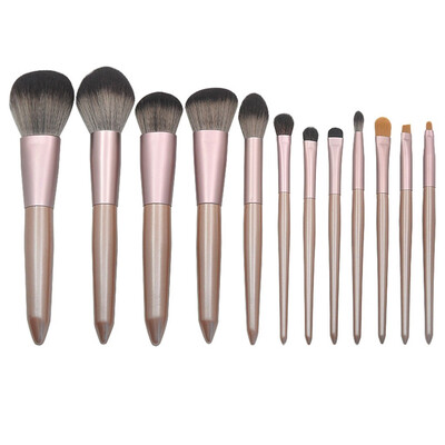 

〖Follure〗12 Pcs Tapered Wooden Handle Coffee Powder Eyeshadow Makeup Brush Set