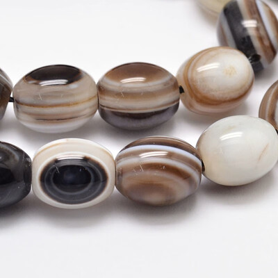

Natural Dyed Stripe Agate Oval Bead Strands Black 12x10mm Hole 15mm about 34pcsstrand 1574"