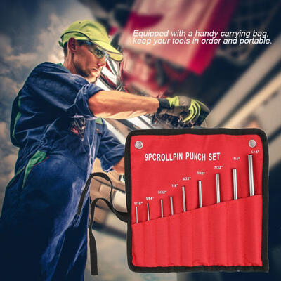 

Greensen 9PCS Durable Steel Roll Pin Punch Set Mechanics Professional Tool Kit