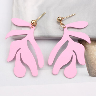 

EK752 Big Leaf Drop Earrings for Women Korean Fashion Metal Spray Painted Earrings Wedding Jewelry Statement Pendientes Gift
