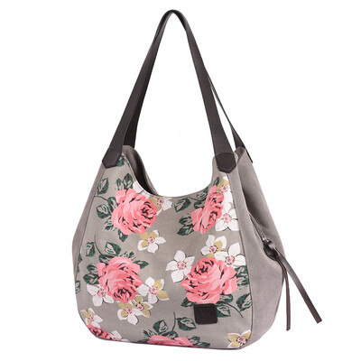 

Tailored Women Fashion Flowers Large Capacity Canvas Handbag Single Shoudler Bags Totes