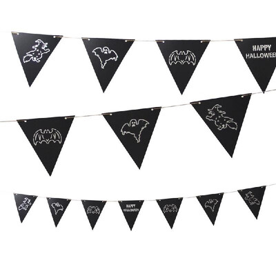 

Happy Halloween Hanging Paper Banner Hollow-Out Triangle Flag Garland 7 Flags 35m String Halloween Decor Props--Skull Pumpkin