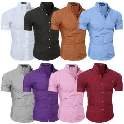 

Fashion Men Summer Casual Dress Shirt Men Short Sleeve Shirts Tops Tee New