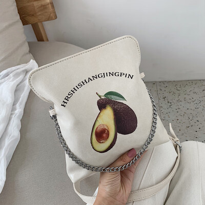 

Female 2019 new summer small fresh canvas bag Messenger bag female Joker portable avocado bag