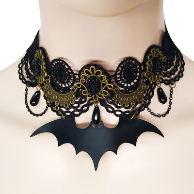

Lace Bat Necklace Retro Gothic Lolita Pendant Choker Halloween Jewelry Accessories for women girls gift
