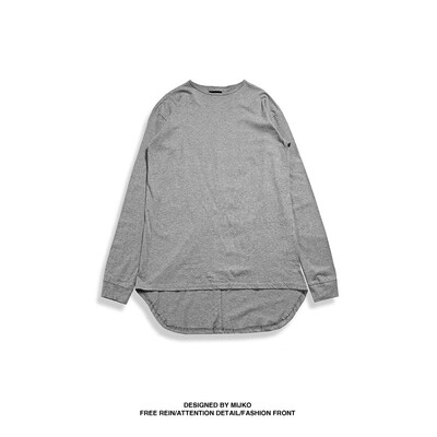 

MIJKO Mens Wear New Autumn&Winter Short&Back Long Arc Bottom Long TEE Street Wind T-shirt for Men&Women