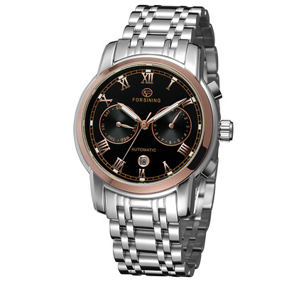 

FORSINING genuine stainless steel waterproof week calendar mens automatic mechanical watch steel belt mens watch