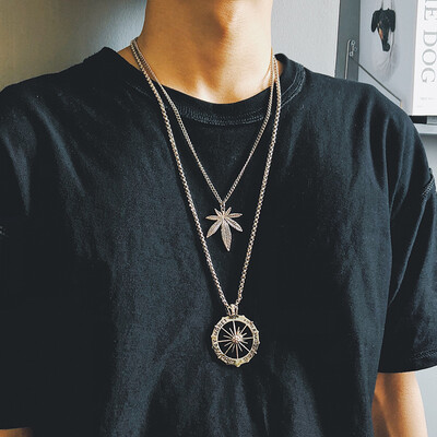 

Necklace mens ins hip-hop chain pendant hip-hop double retro hip-hop accessories hip-hop cool Europe&the United States