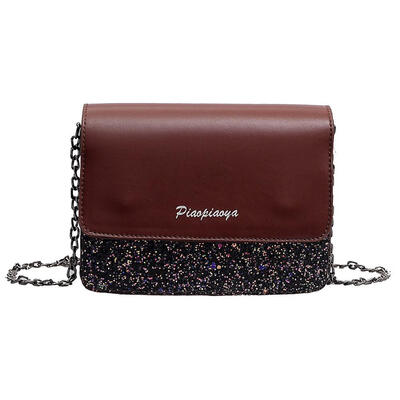 

Sequins Women Small Shoulder Handbags Leather Chain Flap Messenger Bags