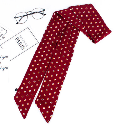 

Korean silk scarf spring&summer small scarf chiffon printing Variety scarf long double small bow tie decoration wild