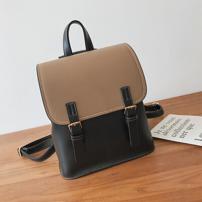 

Shoulder bag women 2019 new Korean version of Joker simple contrast small backpack retro British student bags