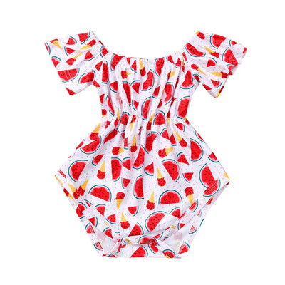 

Toddler Baby Girls Off-Shoulder Bodysuit Rompers Infant Watermelon Jumpsuit