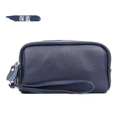 

The first layer of leather RFID anti-scanning leather organ card package foreign trade double zipper unisex neutral zero wallet