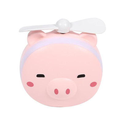 

LED Fill Light Makeup Mirror Pocket Cartoon Pig Fan USB Charging Mini Fan