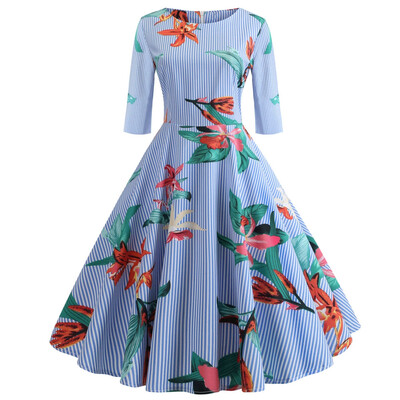 

Women\s Summer Fashion Casual Sleeve Print Dress