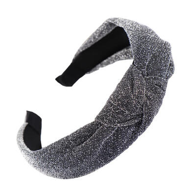 

Fashion Shiny Solid Color Twisted Hair Hoop Women Wide Cloth Headband Headwear