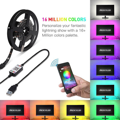 

2m LED Color Changing Strip Lights LED TV Backlight USB RGB Strip Light with BT Smartphone APP Controller LED Tape Strip for Home