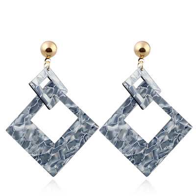 

EK836 Fashion Jewelry Pattern Double Square Drop Earrings for Women Trendy Geometric Exaggerated Vintage Earring Female Brincos