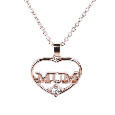 

Heart Crystal Rhinestone Pendant Necklaces MOM Pattern As A Gift For Mothers Day