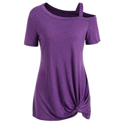 

Knotted Skew Neck Short Sleeve Tee