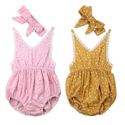 

2Pcs Newborn Baby Girls Floral Romper Jumpsuit Clothes Outfits Summer