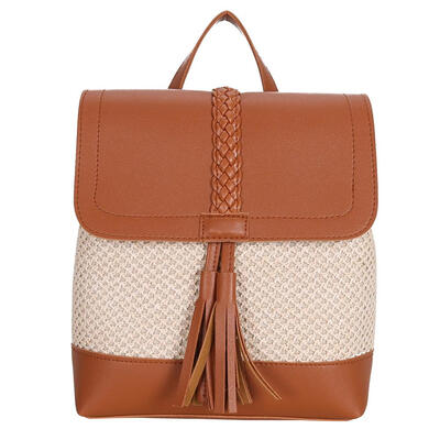 

Women Summer Fashion PU Backpack Handbag Drawstring Rattan Small Bag