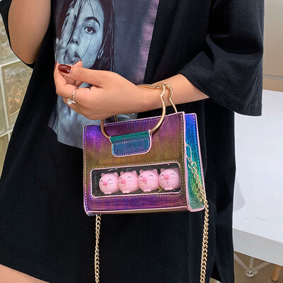 

Net red transparent small bag female bag 2019 new wave wild foreign gas handbag summer small fresh chain Messenger bag