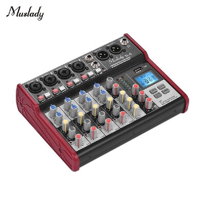 

Muslady SL-6 Portable 6-Channel Mixing Console Mixer 2-band EQ Built-in 48V Phantom Power Supports BT Connection USB MP3 Player fo