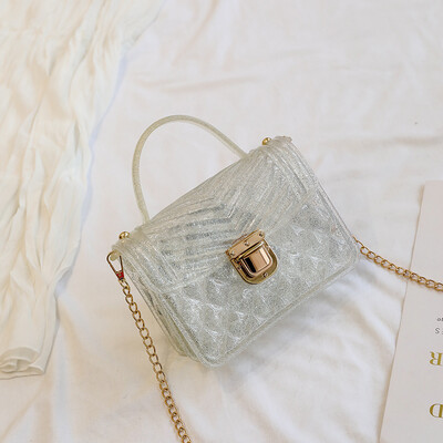

Net red texture jelly bag small bag female 2019 new wave ocean transparent Messenger bag wild chain small square bag