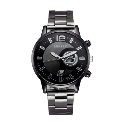 

RM Fashion Man Crystal Stainless Steel Analog Quartz Wrist Watch