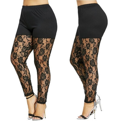 

Women Sexy Floral Stylish Skinny Lace Hollow Long Leggings Lace Pants Plus Size