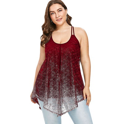 

Plus Size U Neck Fluorescent Mesh Women Vest Top