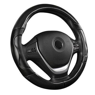 

Universal Carbon Fiber Stitching Steering Wheel Cover Black Non-slip Black 38cm