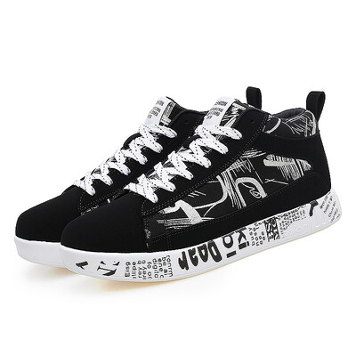 

2018 new mens shoes autumn Korean version of the wild trend breathable high to help casual fashion canvas shoes