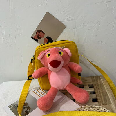 

Casual simple wild shoulder bag cartoon cute small pink leopard canvas bag 2019 new fashion personality Messenger bag