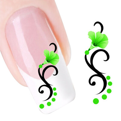 

〖Follure〗Green Morning Glory Flowers Design Nail Tip Art Water Transfers Decal Sticker