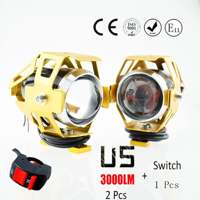 

U5 LED Motorcycle Spotlight Driving Light 12v 125W 3000LM Head Angel Lamp moto Headlight Offroad ATV DRL Motorbike Fog Lights